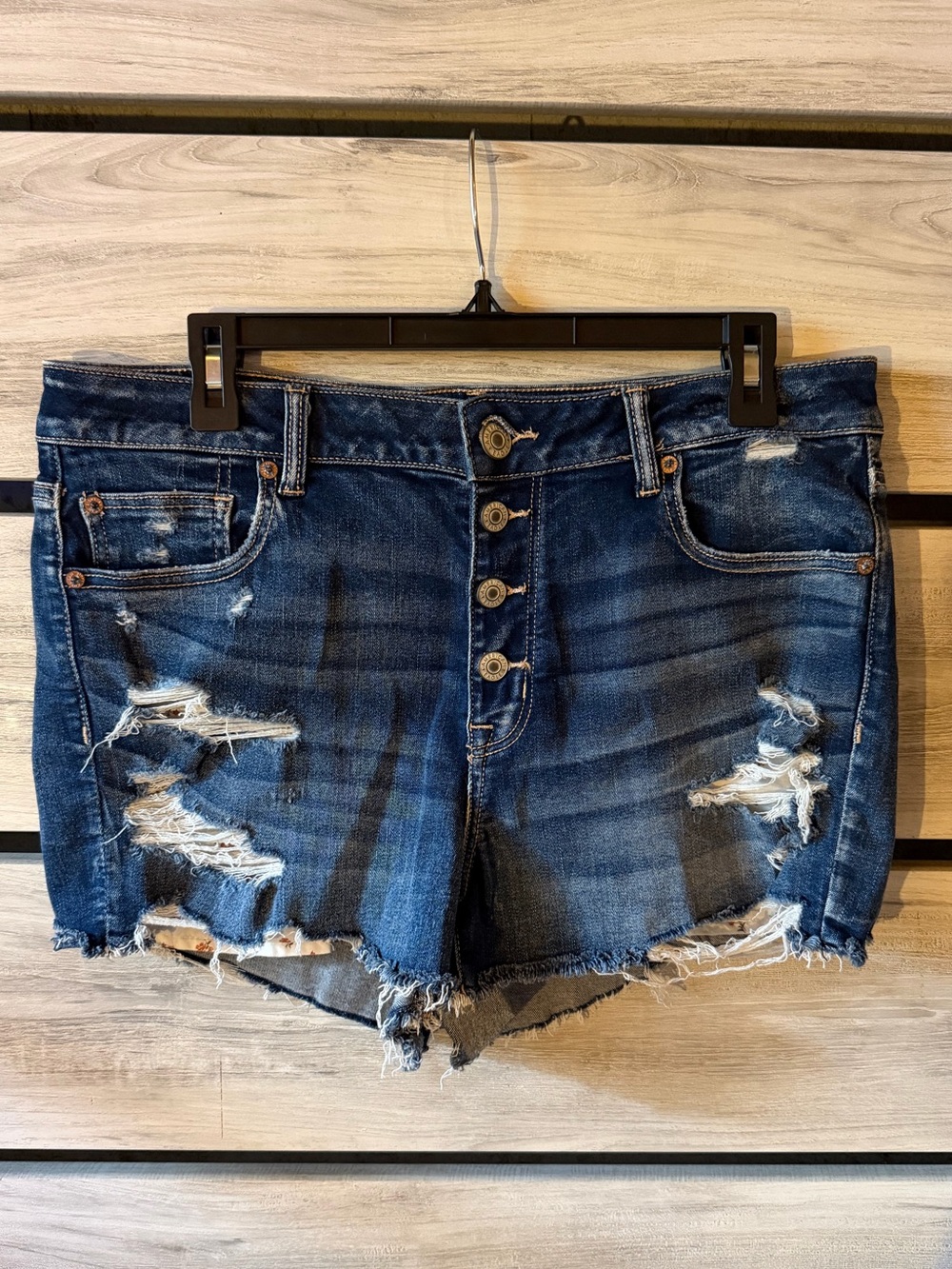 American Eagle Outfitters Distressed Dark Blue Denim Jean Shorts